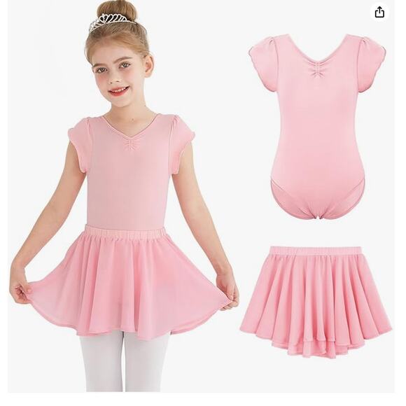 Leotard Snap Crotch BowBack with Skirt SIZE 7/8 - Picture 1 of 6